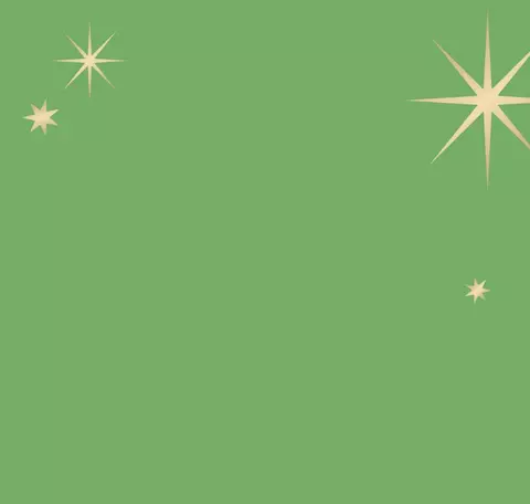 a green background with a starry sky and a green star